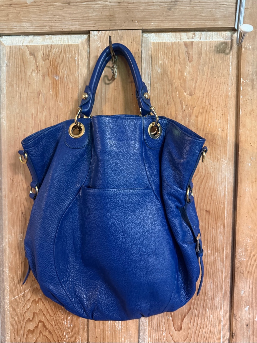 Fenn Wright Manson Blue Leather HoBo Bag with Gold Hardware